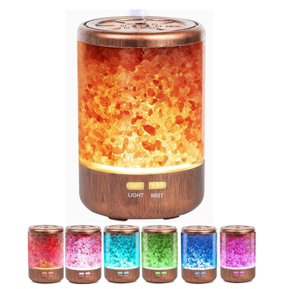 Diffuseur d'huiles essentielles AUTUMN RAIN Lampe au sel de l'Himalaya Humidificateur à brume fraîche 3 en 1