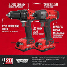 Load image into Gallery viewer, CRAFTSMAN 20V Max Cordless Drill Impact Kit - Refurbished with Full Manufacturer Warranty - CMCK200C2
