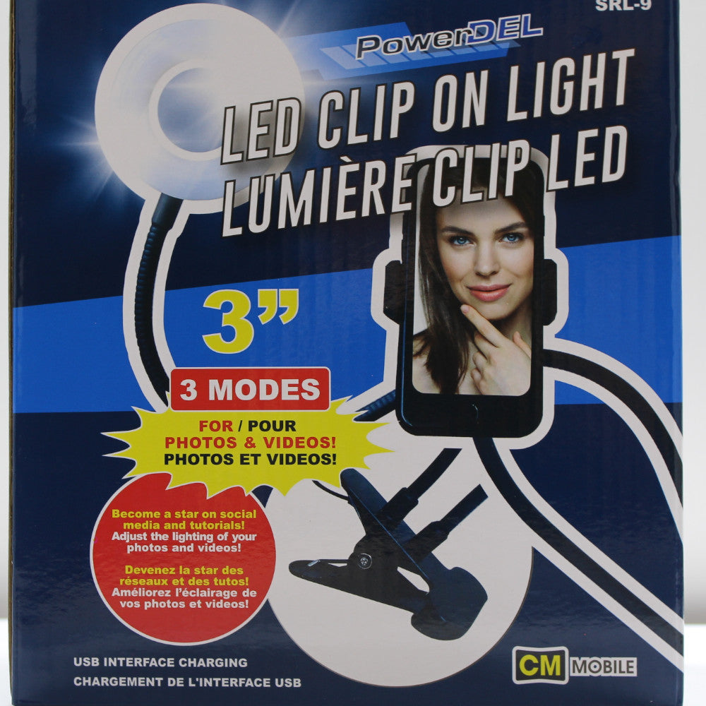 POWERDEL Clip sur lumière LED Halo et support de téléphone - SRL-9